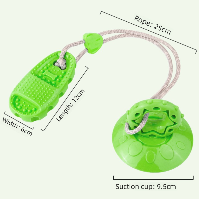 Green Slipper-Style Dog Toy — Suction Cup Design: Durable, Chew-Resistant Teether for Mental Stimulation, Independent Play, and Energy Expenditure — Pet Dog Chewing Toy