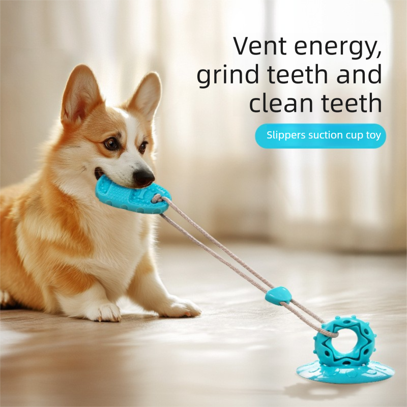 3-Piece Set (Blue, Purple, Green) Slipper-Shaped Dog Toys — Suction Cup Design: Durable, Chew-Resistant Teething Toys — Promotes Mental Stimulation, Independent Play, and Energy Expenditure — Pet Dog Teething Toys