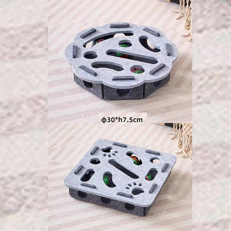 2-piece Grey cat toy set—featuring square and flower shapes—is an excellent choice for feline entertainment and relaxation. It also serves as a fun maze for kittens and pets, and includes six bells.