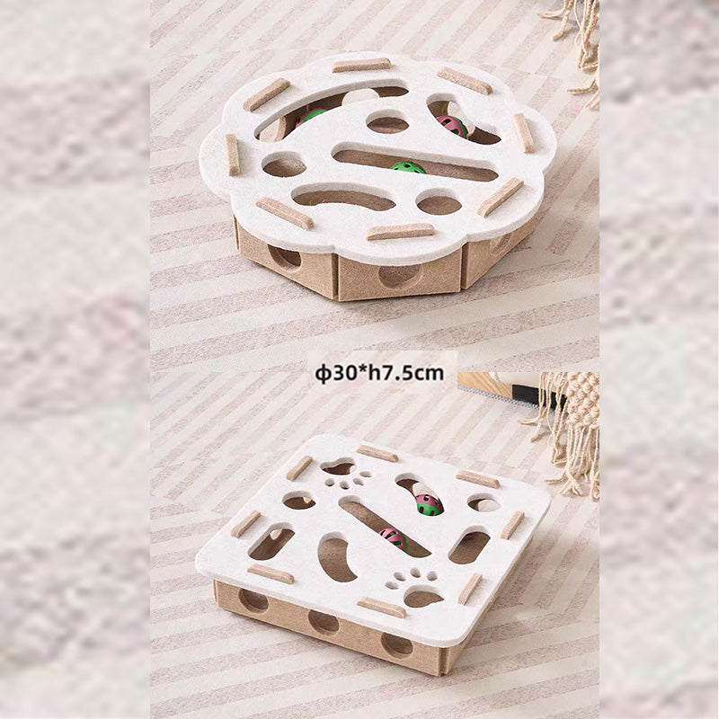2-piece White cat toy set—featuring square and flower shapes—is an excellent choice for feline entertainment and relaxation. It also serves as a fun maze for kittens and pets, and includes six bells.