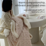 Grey 180*200cm Double Blanket, Taffeta Fleece Blanket, Thick Winter Quilt, Lambswool Coral Fleece Small Blanket, Office Nap Blanket, Sofa Cover Blanket, Bedding, Machine Washable - Front View