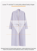 Pink  M size Women's Cotton Robe — Autumn/Winter Bathrobe & Morning Gown | Long Sleeve, Mid-Length, Plus Size | Loose, Comfortable, and Machine Washable | Suitable for All Seasons - Extra Image