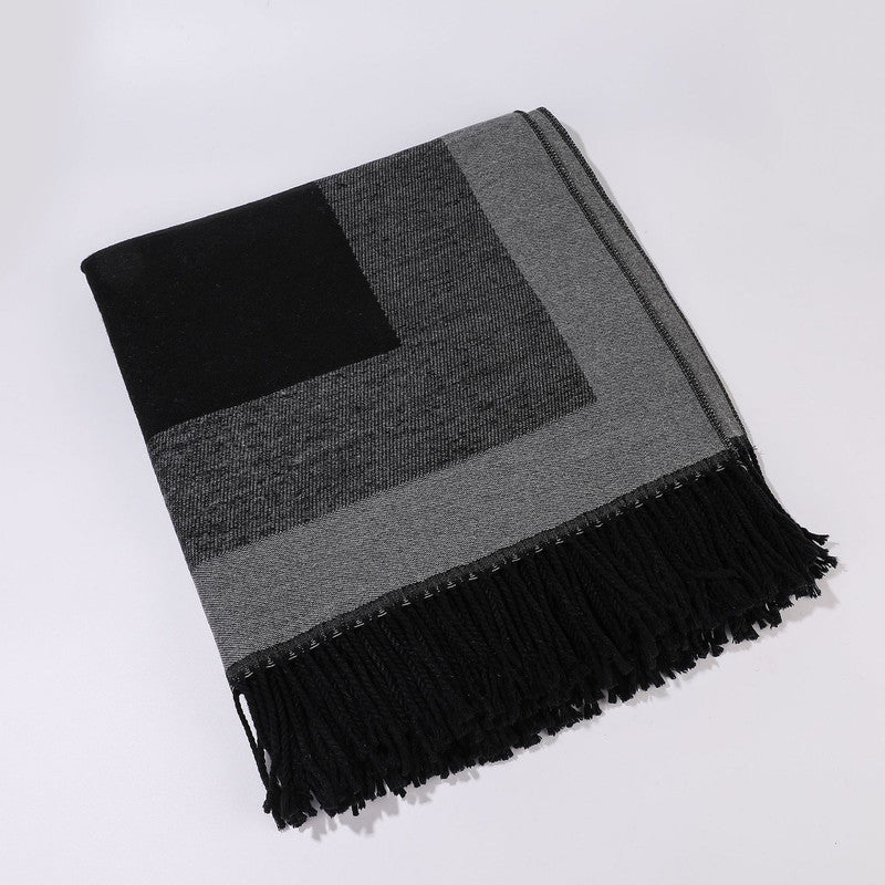 Pink elegant women's tassel cape shawl scarf, multi-functional all-in-one warm and comfortable winter shawl scarf, convenient for home, travel, and office wear, stylish and beautiful with tassels.