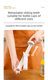 Red Multi-Functional Adjustable Can and Bottle Opener - Heavy Duty Jar Opener for Seniors, Women, and Weak Hands - Easy Grip Kitchen Gadget for Jars, Bottles, and Cans
