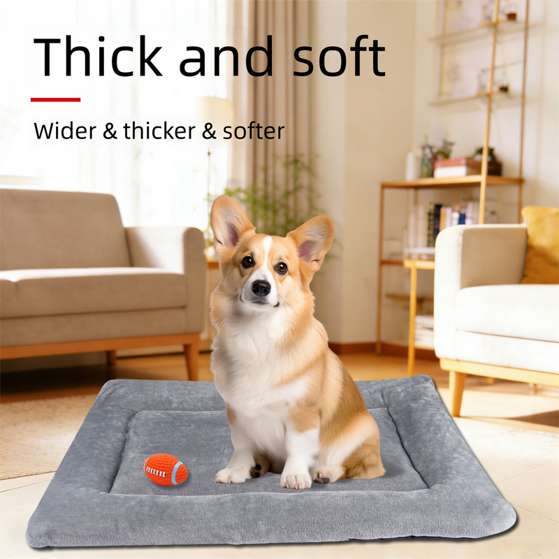 Grey S size Plush Flannel Pet Bed with Removable Sponge - Waterproof, Extra Wide & Thickened, Soft Four Seasons Pet Sleeping Mat for Dogs and Cats
