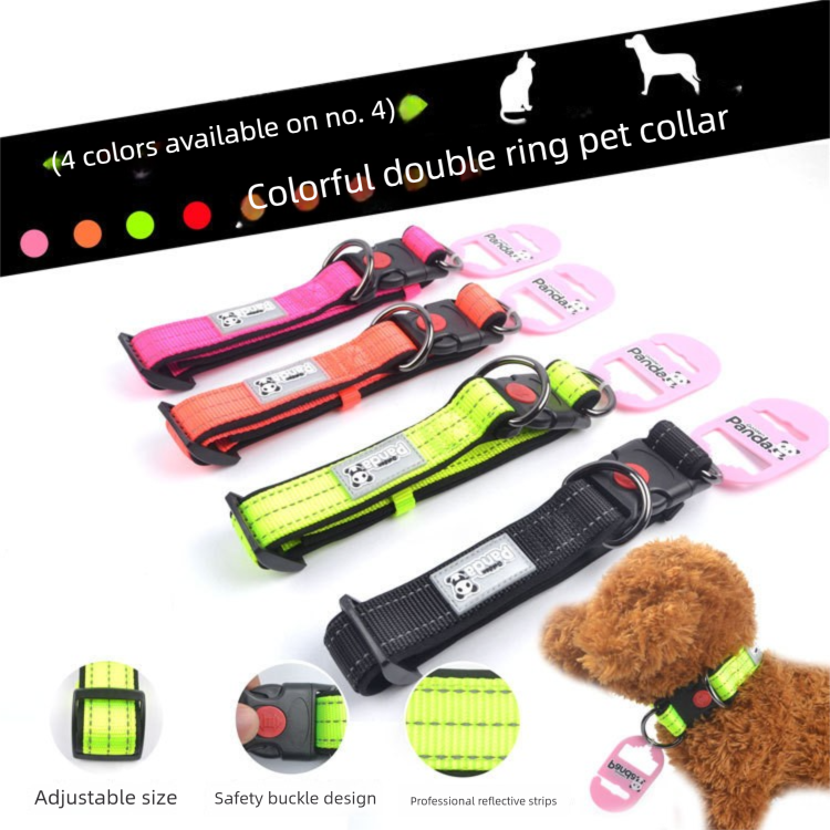 Orange L size Vibrant Reflective Dog Collar and Leash Set - Adjustable Nylon Pet Harness with Comfortable Padding