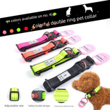 Black M size Vibrant Reflective Dog Collar and Leash Set - Adjustable Nylon Pet Harness with Comfortable Padding - Front View