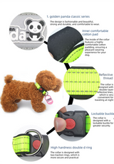 Black M size Vibrant Reflective Dog Collar and Leash Set - Adjustable Nylon Pet Harness with Comfortable Padding