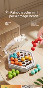 White Hexagonal Pocket Rainbow Bead Puzzle — A Mini Logic Game with Original Levels, an Interactive Educational Toy for Parents
