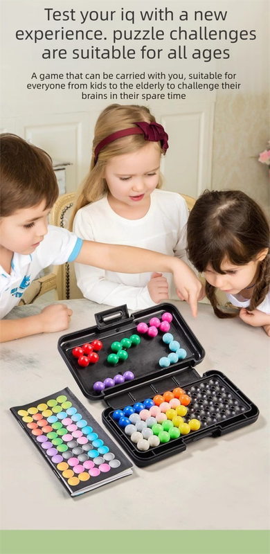 White Hexagonal Pocket Rainbow Bead Puzzle — A Mini Logic Game with Original Levels, an Interactive Educational Toy for Parents