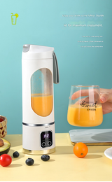White 7.4V Portable Blender Smoothie Maker 450ml Wireless Rechargeable Juicer Cup with 12-Blade Stainless Steel Cutter, LED Digital Display, USB Charging Personal Blender for Travel Gym Office Home - Low Angle