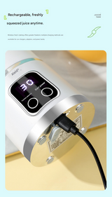 White 7.4V Portable Blender Smoothie Maker 450ml Wireless Rechargeable Juicer Cup with 12-Blade Stainless Steel Cutter, LED Digital Display, USB Charging Personal Blender for Travel Gym Office Home - Extra Image