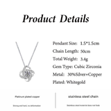 silvery white Necklace Gift Box Set Eternal Star Three-Leaf Clover Necklace - Mother's Day Gift, Comes with Free Gift Box - Mother's Day Jewelry Gift - Front View
