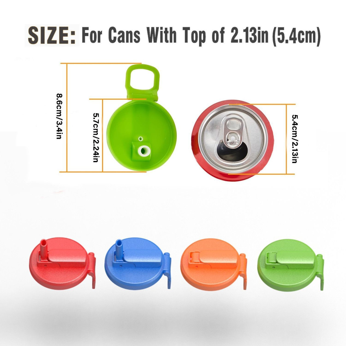 4-piece(Purple and Grey and Green and Blue) Reusable Soda Can Lid with Straw and Carrying Handle - Spill-Proof Plastic Can Cover for Standard 2.13 Inch Cans, Portable Beverage Protector with Flip-Top Design, BPA-Free Drink Can Converter for Outdoor Partie