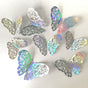 3D Butterfly Wall Stickers - Iridescent Silver Paper - 72pcs Set, Hollow Cut Design, Removable Decor for Home, Party, Wedding,Easy Peel and Stick-Style A