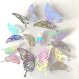 3D Butterfly Wall Stickers - Iridescent Silver Paper - 72pcs Set, Hollow Cut Design, Removable Decor for Home, Party, Wedding, Easy Peel and Stick-Style E