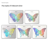3D Butterfly Wall Stickers - Iridescent Silver Paper - 72pcs Set, Hollow Cut Design, Removable Decor for Home, Party, Wedding, Easy Peel and Stick-Style E - Front View