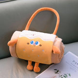 Orange 100*170cm Cartoon Hand-Carry Roll-Up Blanket - Plush Flannel Nap Blanket with Pillow Function, Portable Office & Travel Throw for Home, Car, and Sofa Use - Soft, Machine Washable, Multi-Scene Use