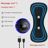 7-pack  Black and Blue Mini  Massage Patch - Portable Smart Neck & Shoulder Massager with 8 Modes, 19 Intensity Levels, USB Rechargeable, PU & PET Material for Muscle Relief