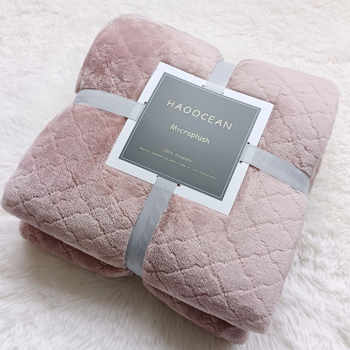 Pink 130*150cm Flannel Fleece Blanket - Quilted Diamond Pattern, Soft & Warm Polyester Throw for Office Nap, Sofa, Travel & Bed Use
