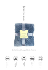 Grey 130*150cm Flannel Fleece Blanket - Quilted Diamond Pattern, Soft & Warm Polyester Throw for Office Nap, Sofa, Travel & Bed Use - Top-Down View