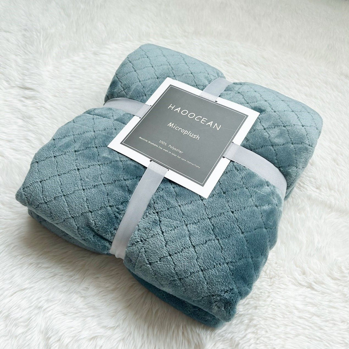 Green 70*100cm Flannel Fleece Blanket - Quilted Diamond Pattern, Soft & Warm Polyester Throw for Office Nap, Sofa, Travel & Bed Use