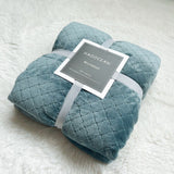 Green 150*200cm Flannel Fleece Blanket - Quilted Diamond Pattern, Soft & Warm Polyester Throw for Office Nap, Sofa, Travel & Bed Use