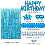 Black and White Premium Foil Balloon Party Kit – Happy Birthday Banner, 2 Star & 2 Heart Foil Balloons, 10 Confetti + 10 Pearl Latex Balloons, 2m Fringe Curtain & 10m Ribbon – Elegant, Easy Setup for Birthdays & Celebrations