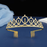 2-piece Golden and Silvery Birthday Girl Tiara and Sash Set - Elegant Rhinestone Alloy Crown with , Glitter 