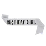 2-piece Golden and Silvery Birthday Girl Tiara and Sash Set - Elegant Rhinestone Alloy Crown with , Glitter "BIRTHDAY GIRL" Sash & Safety Pin - Perfect Princess Party Accessory for Women and Girls