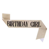 2-piece Silvery and Golden Birthday Girl Tiara and Sash Set - Elegant Rhinestone Alloy Crown with , Glitter "BIRTHDAY GIRL" Sash & Safety Pin - Perfect Princess Party Accessory for Women and Girls