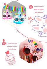 White Novelty Birthday Glasses - Fun Cake Design Party Props - Durable Plastic, Comfortable Fit, Unisex - Perfect for Birthday Celebrations and Photo Booths
