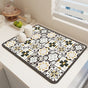 Diatom Mud Kitchen Counter Mat - Quick Dry Absorbent Non-Slip Draining Pad for Sink Benchtop 50cm x 80cm(The wind sweeps up the autumn leaves)