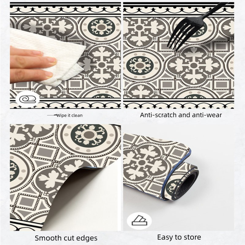 Diatom Mud Kitchen Counter Mat - Quick Dry Absorbent Non-Slip Draining Pad for Sink Benchtop 50cm x 80cm(Sunset over the Green Hills)