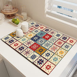 Diatom Mud Kitchen Counter Mat - Quick Dry Absorbent Non-Slip Draining Pad for Sink Benchtop 50cm x 80cm(Northern Landscapes)