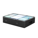 Black Under Bed Storage Bag - Foldable Underbed Organiser with Clear Window and Handles for Blankets Clothes