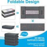Black Under Bed Storage Bag - Foldable Underbed Organiser with Clear Window and Handles for Blankets Clothes - Side View
