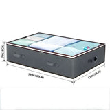 Black Under Bed Storage Bag - Foldable Underbed Organiser with Clear Window and Handles for Blankets Clothes - Top-Down View