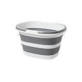 Grey Foldable Collapsible Bucket - 16L Portable Space Saving Basin for Laundry Cleaning Outdoor Use