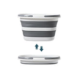 Grey Foldable Collapsible Bucket - 16L Portable Space Saving Basin for Laundry Cleaning Outdoor Use