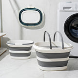 Grey Foldable Collapsible Bucket - 16L Portable Space Saving Basin for Laundry Cleaning Outdoor Use