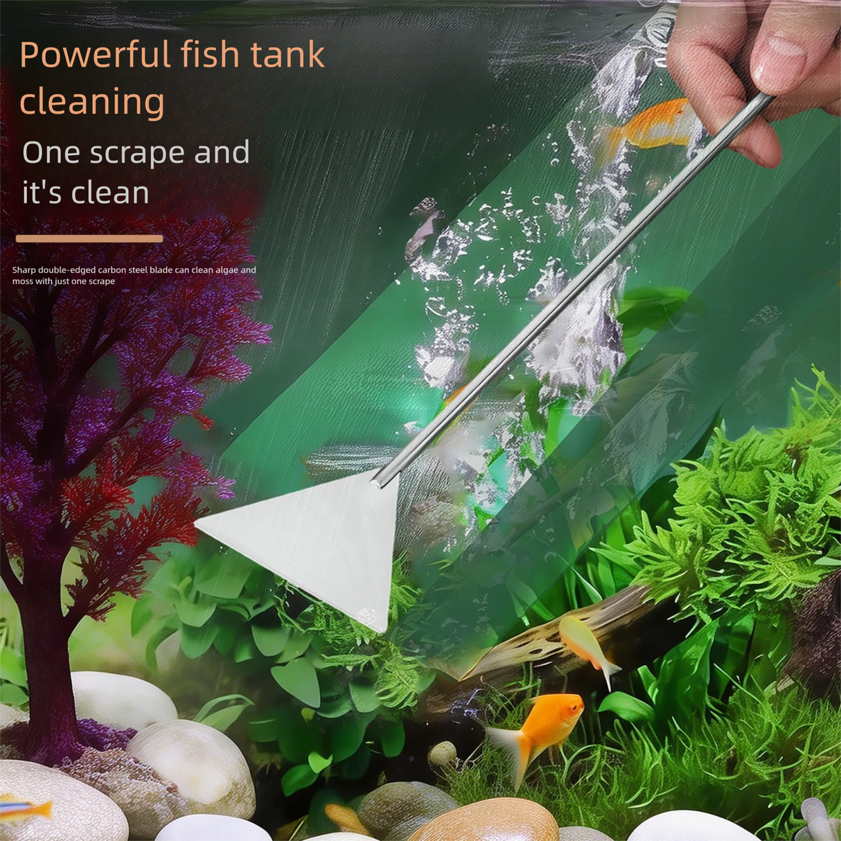 Silver Stainless Steel Aquarium Cleaning Tool Kit - 5 Piece Fish Tank Maintenance Set with Tweezers Scissors Algae Scraper Spatula