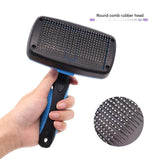 Green Pet Grooming Brush - Large Self-Cleaning Deshedding Tool for Cats and Dogs - Front View