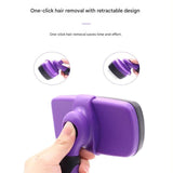 Green Pet Grooming Brush - Large Self-Cleaning Deshedding Tool for Cats and Dogs - Rear View