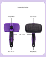 Blue Pet Grooming Brush - Large Self-Cleaning Deshedding Tool for Cats and Dogs - Top-Down View
