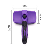 Blue Pet Grooming Brush - Large Self-Cleaning Deshedding Tool for Cats and Dogs - Close-Up Angle