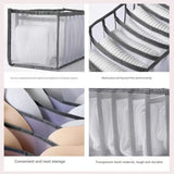 Black Drawer Underwear Organiser Set - 3 Piece Mesh Storage Boxes for Bras Underwear Socks - Side View