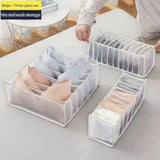 White Drawer Underwear Organiser Set - 3 Piece Mesh Storage Boxes for Bras Underwear Socks