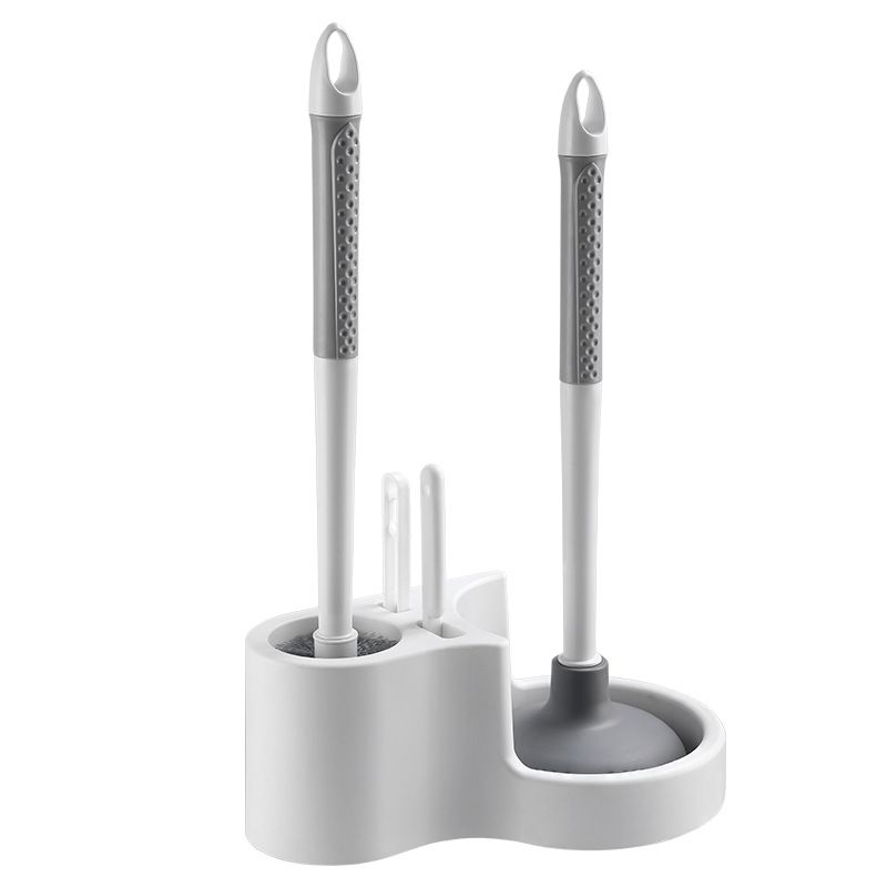 Toilet Cleaning Tool Set - 4 in 1 Bathroom Plunger and Brush Kit with Wall Mount Holder