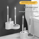 Toilet Cleaning Tool Set - 4 in 1 Bathroom Plunger and Brush Kit with Wall Mount Holder - Front View